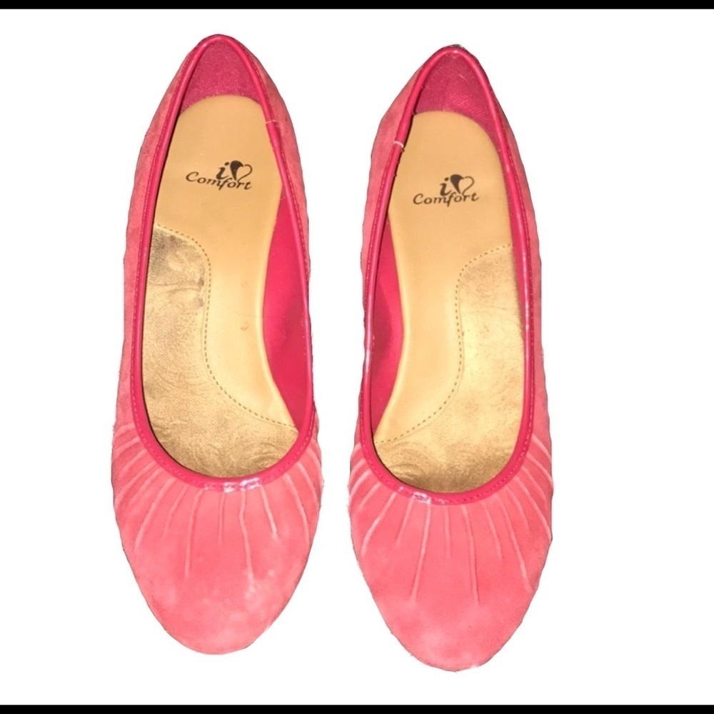 I Heart Comfort Red Soft Leather Wedge Flats